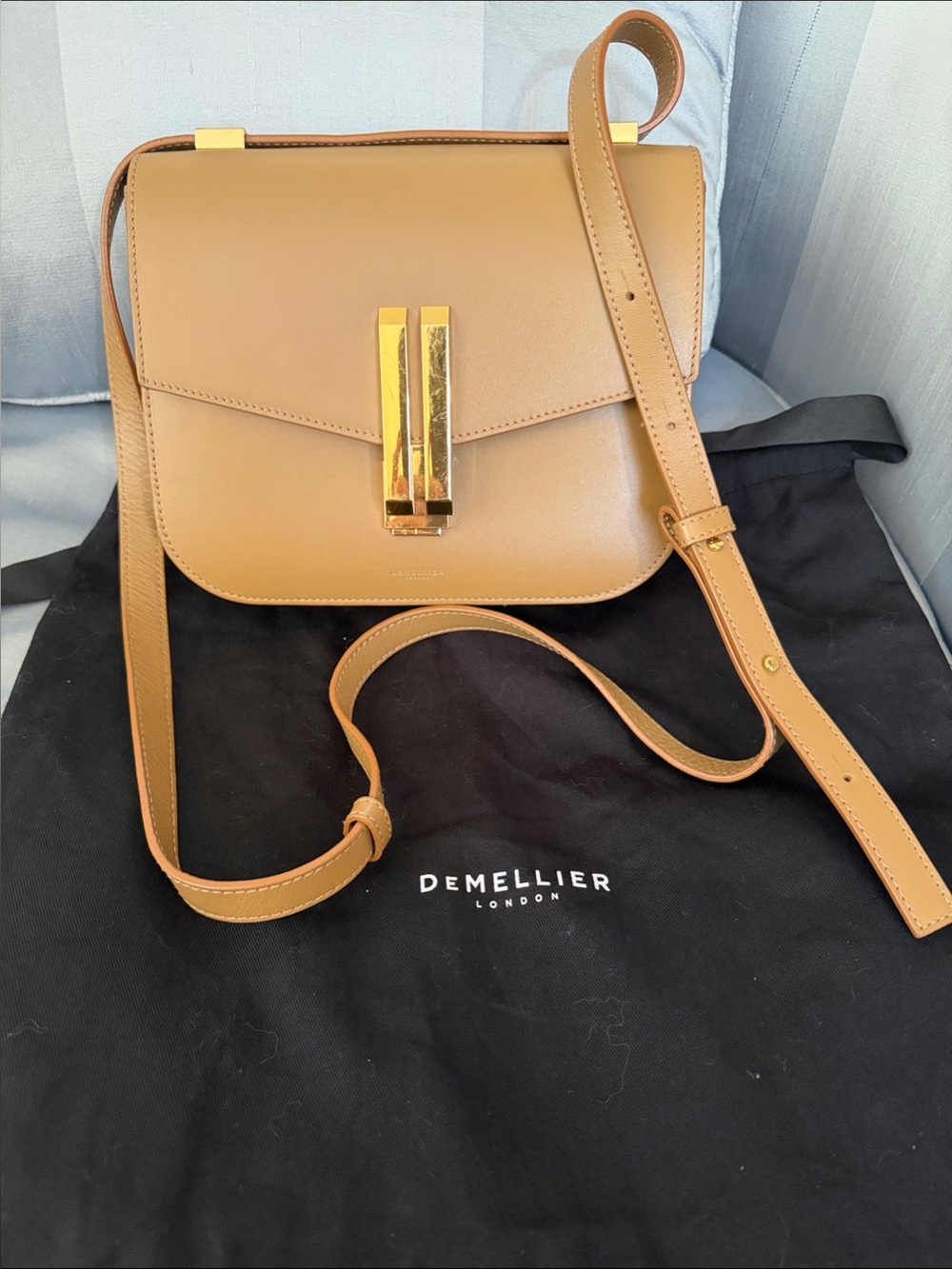 DeMellier Cognac Leather Crossbody with Gold Hardware - Picture 4 of 12